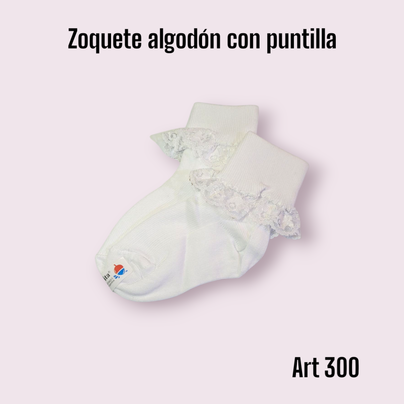 Zoquete Algodón C/Puntilla Boyita T4