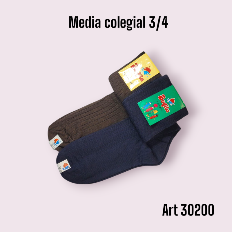Media 3/4 Boyita Colegial Gris/Marrón/ Azul T3/4/5