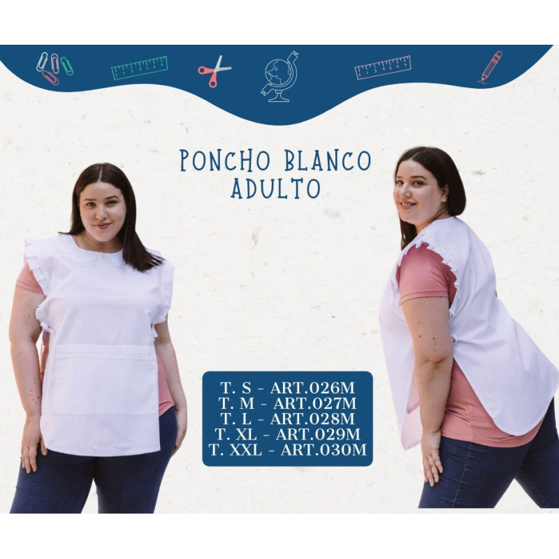 Mela Poncho Blanco Adulto TS