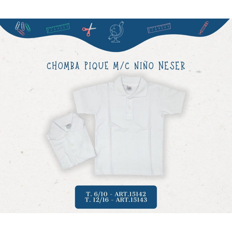 Neser Chomba Pique MC Blanca Niño T4/10