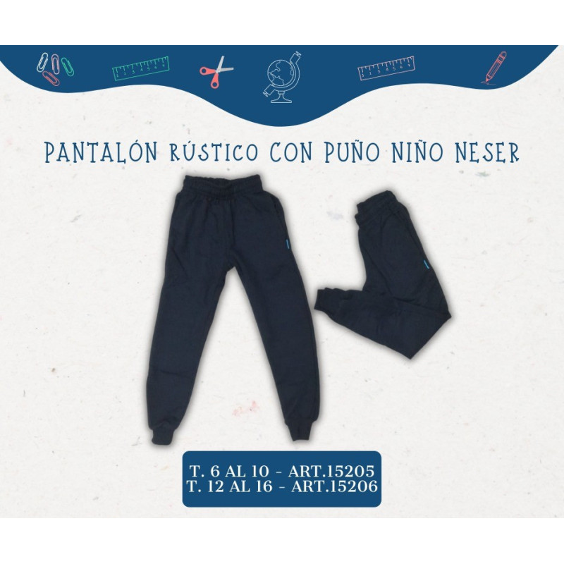 Neser Pantalon con Puño rustico Niño azul T6/10